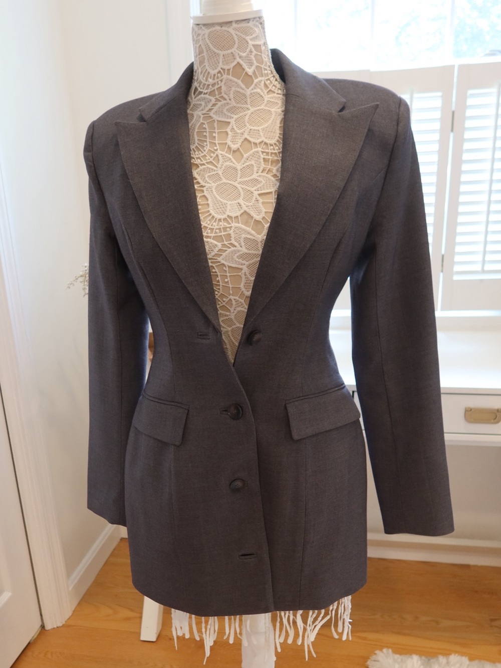 NWOT Lovers and Friends Emily Gemma Adee Long Sleeve Blazer Mini Dress Dark Grey